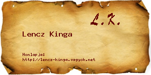 Lencz Kinga névjegykártya